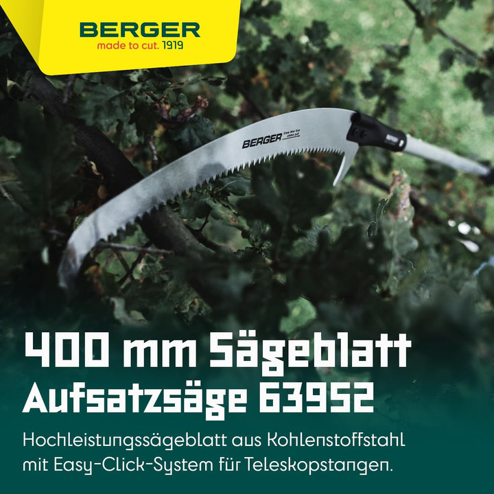 Berger ArboRapid Set 63952 Aufsatzsäge, Länge: 40 cm Sägenaufsatz für Teleskopstangen für Äste inkl.