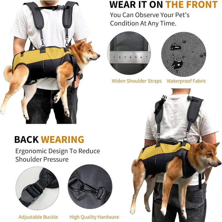 PETCUTE Hunde-Tragegeschirr,Hundegeschirr-Rucksack für grosse Hundes,Ganzkörpergeschirr mit Griff,Ve