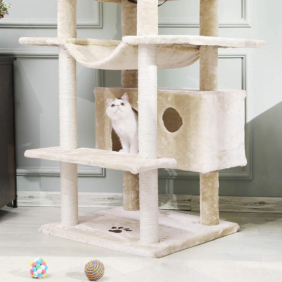 MSmask Kratzbaum gross XXL, 175cm Katzenbaum Katzen stabil mit 3 grosser Aussichtsplattform, Sisal-K