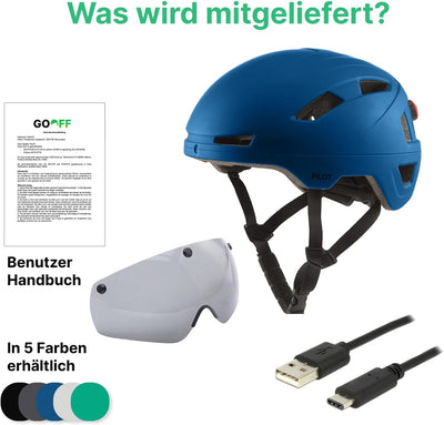 GOOFF Pilot S-Pedelec Helm - Schutz für schnelle E-Bike Fahrten – Fahrradhelm mit Visier und Licht –