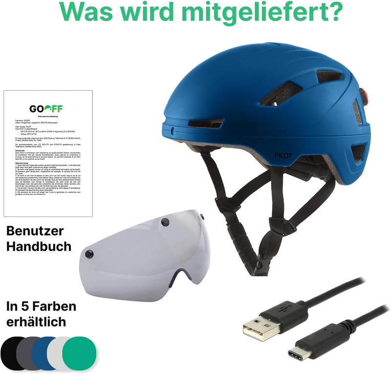 GOOFF Pilot S-Pedelec Helm - Schutz für schnelle E-Bike Fahrten – Fahrradhelm mit Visier und Licht –