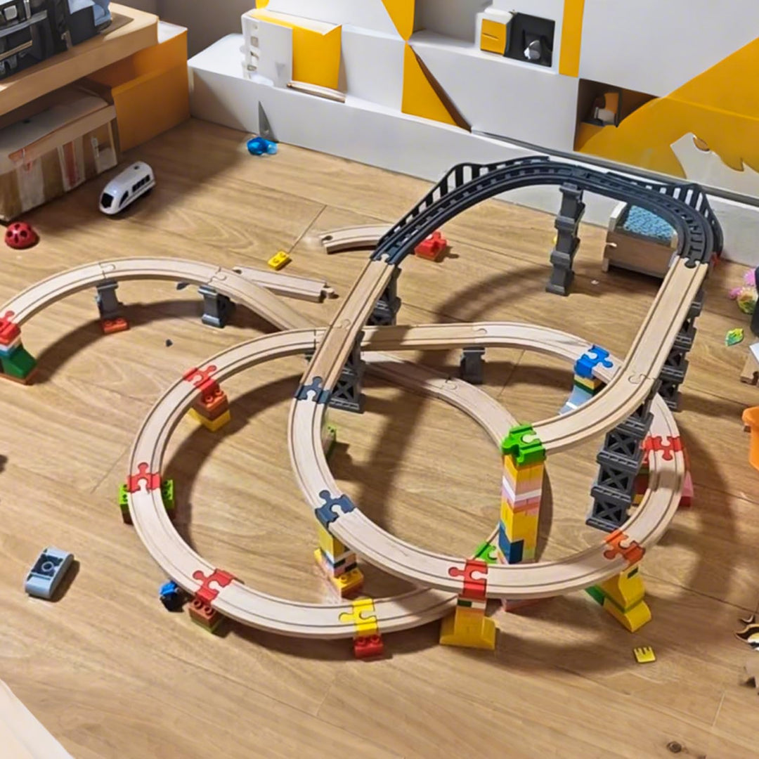 Holzeisenbahn Schienen Adapter 28 Stück Eisenbahn Holz Schienen Connectors Zubehör für Holzeisenbahn