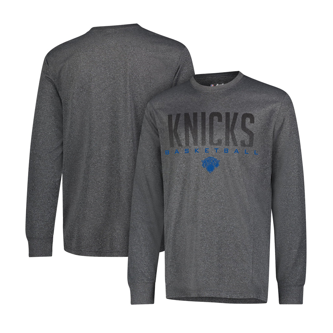 UNK NBA Herren T-Shirt Long Sleeve Pullover Performance Tee Shirt, Team Logo Grau New York Knicks L,