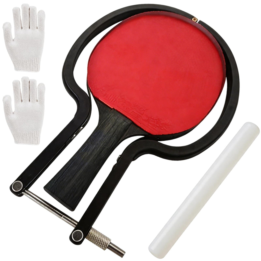 Tischtennis Schlägerschneider Set, Verstellbarer Bogenschneider mit Holzstab & Handschuh Profi Kante