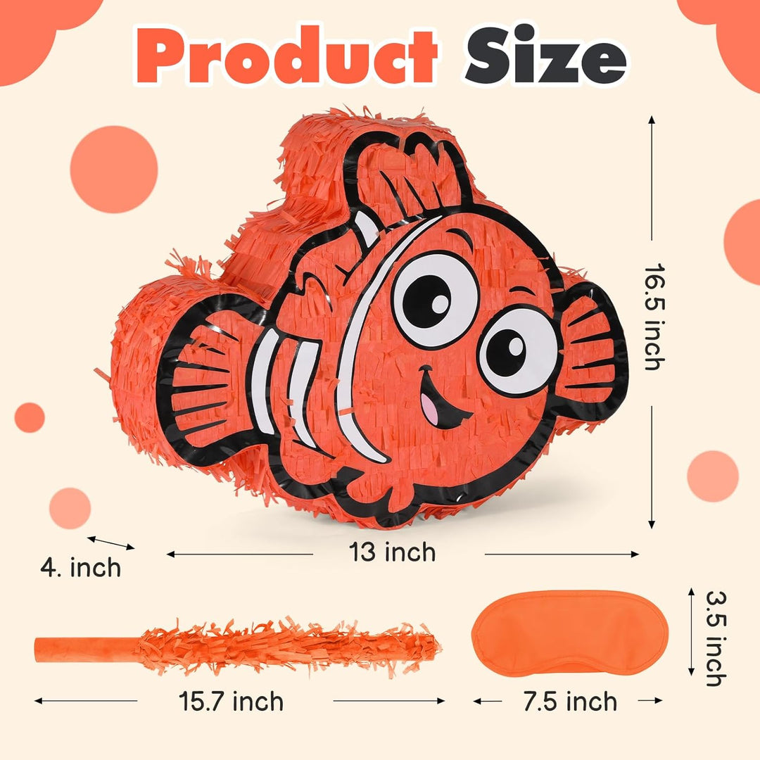 Nemo Pinatas Set mit Augenbinde und Fledermaus (41,5 x 32,6 x 10,2 cm), perfekt für Kindergeburtstag