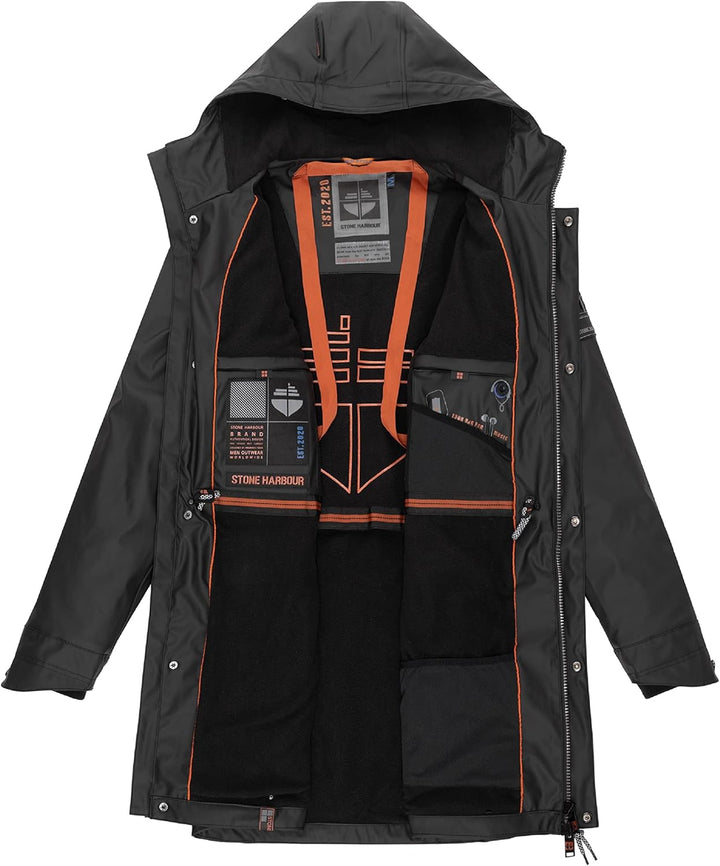 STONE HARBOUR Warmer Regenponcho gefütterter Regenmantel wasserdicht mit innenliegendem Tragegurt un