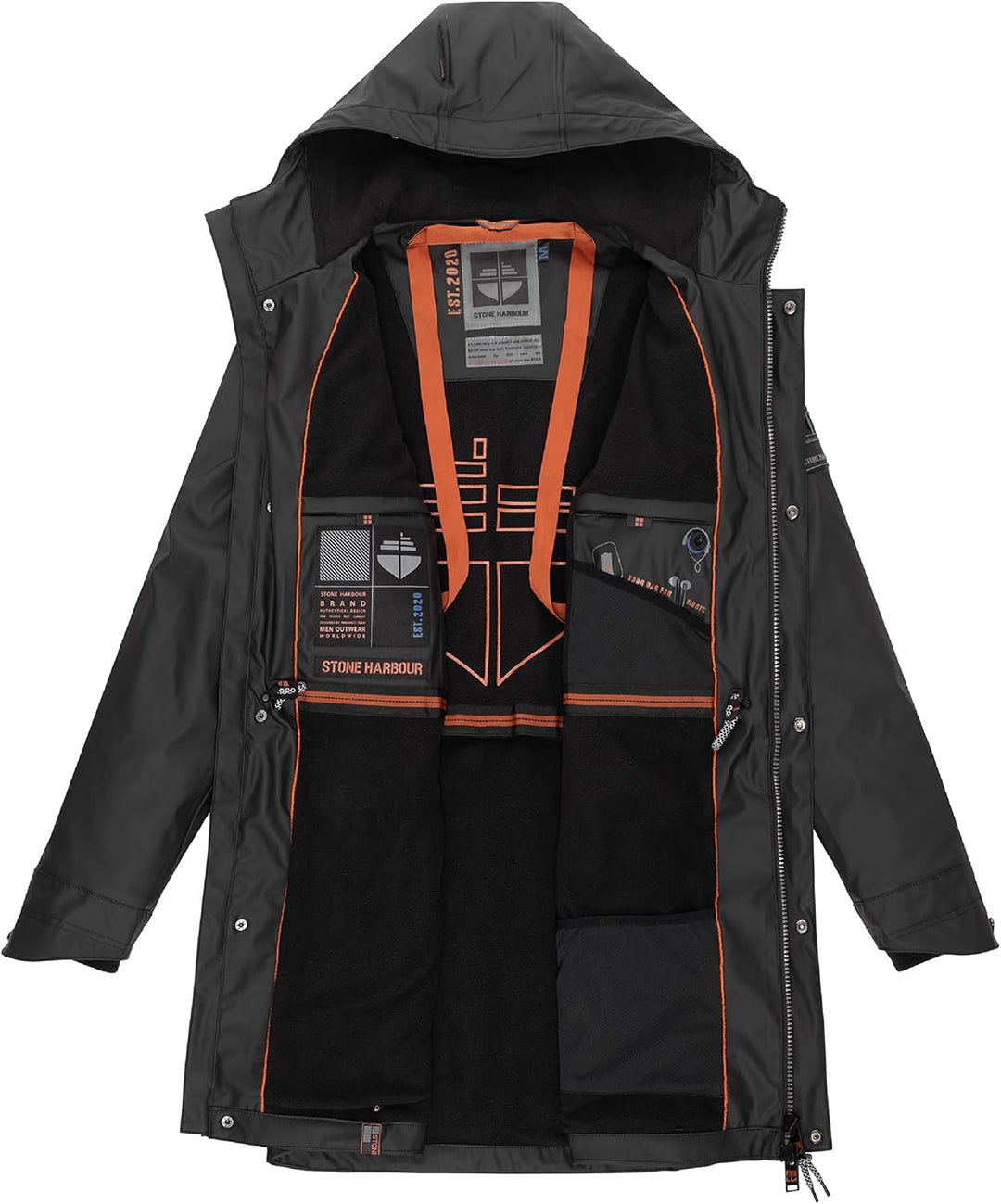 STONE HARBOUR Warmer Regenponcho gefütterter Regenmantel mit innenliegendem Tragegurt und geschweiss