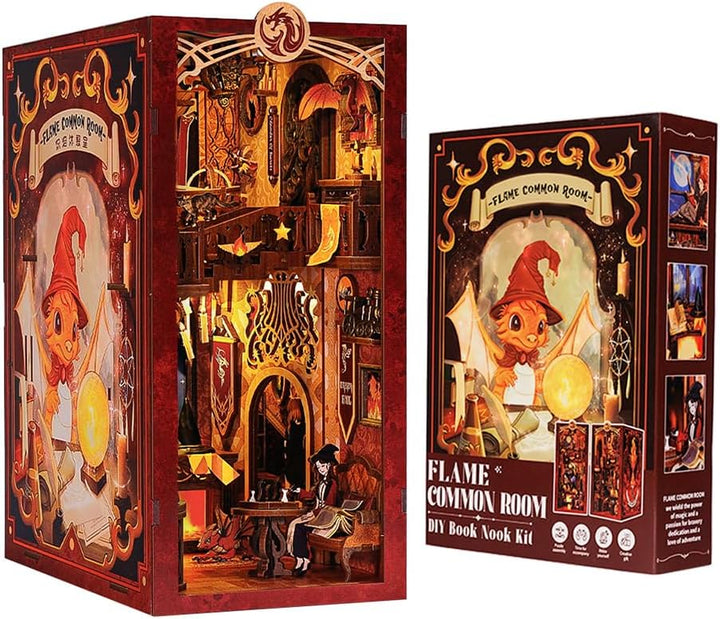 CUTEBEE Book Nook Kit mit Staubschutzhülle–DIY Puppenhäuser Miniatur Haus Kit mit LED-Licht,Booknook