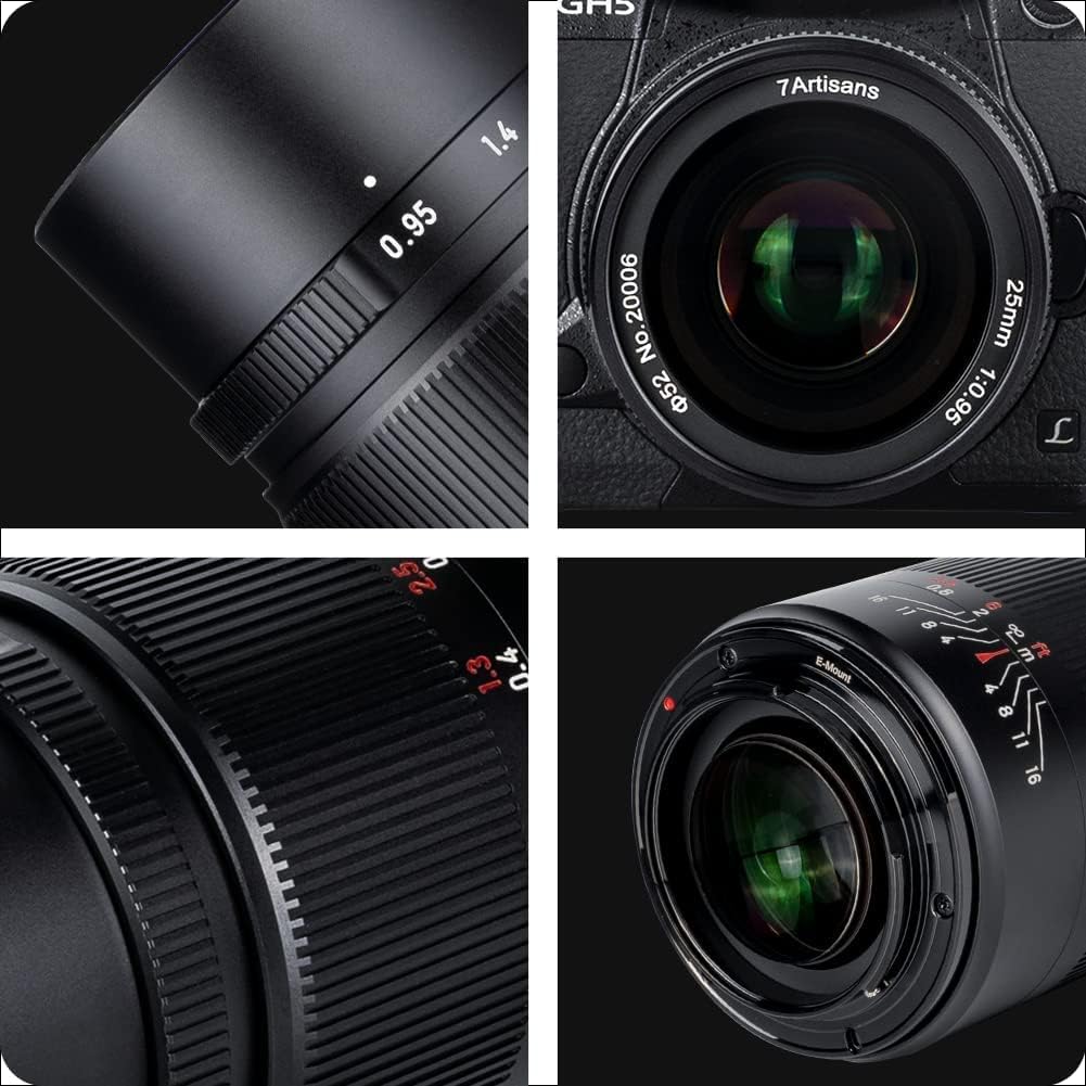 7artisans 25 mm F0.95 APS-C Weitwinkel, grosse Blende, manuelles Prime-Objektiv, kompatibel mit spie