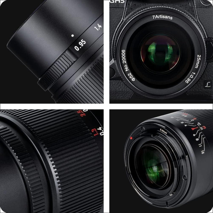 7artisans 25 mm F0.95 APS-C Weitwinkel, grosse Blende, manuelles Prime-Objektiv, kompatibel mit spie