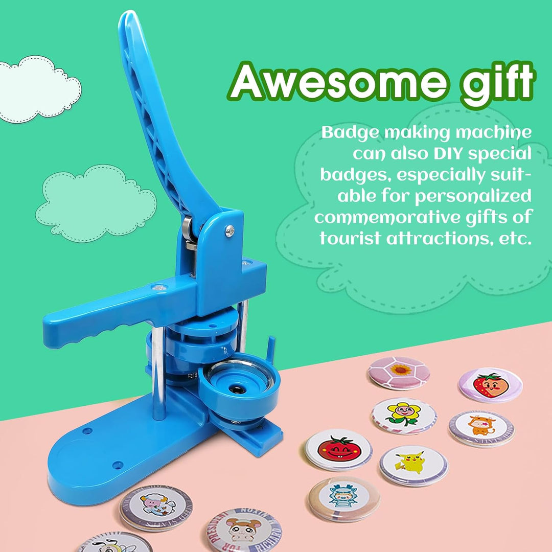 Badge Button Maker Machine (25/32/58mm) 3-in-1 Pin Maker with 300pcs Button Parts, Badge Button Pres