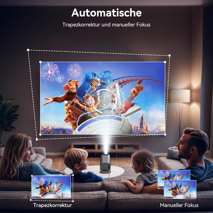 Polocsh Mini Beamer, Beamer 4k Unterstützt 1080P Full HD, Mini Projektor mit Android11.0, WLAN6 und