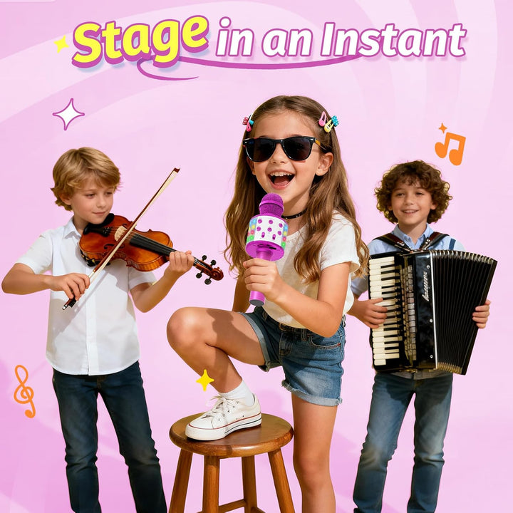 Fede Karaoke Mikrofon, Drahtloses Bluetooth Mikrofon für Kinder, Lustige Geschenke Spielzeug für Tee
