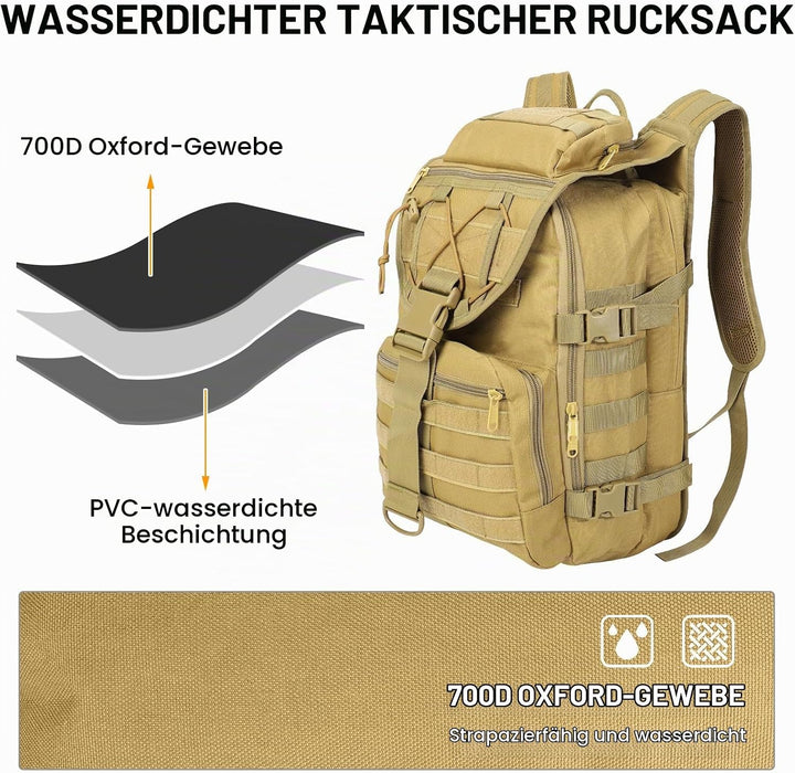 SHANNA Militärrucksack 35L/50L Armee Rucksack Molle, Hohe Kapazität Trekkingrucksack Wanderrucksäcke