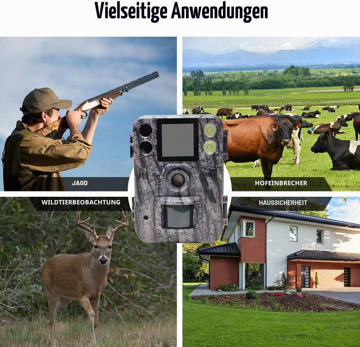 Mini-Wildkamera,2.7K 37MP Jagdkamera 1.44 LCD-Display, Bewegungssensor, Nachtsicht, Grün Farbfotos i