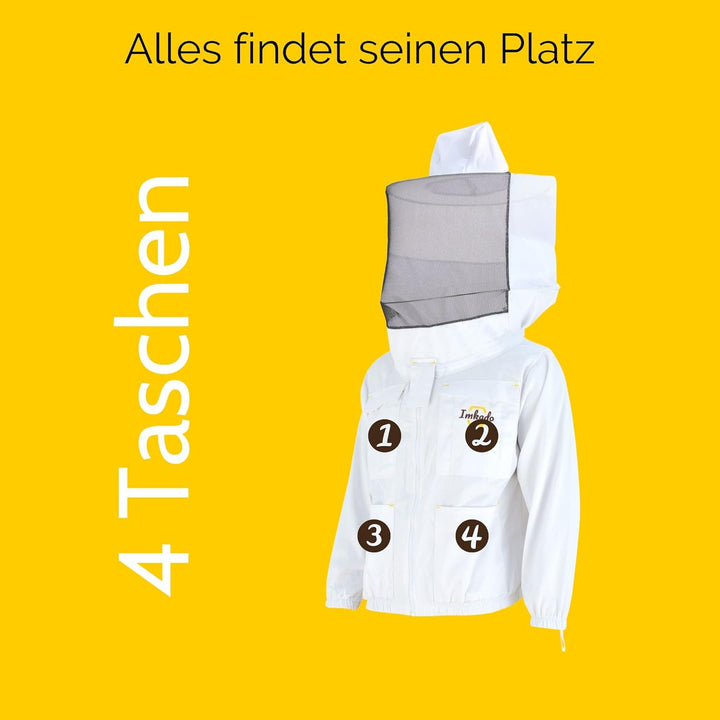 Imkado Imkerjacke, Schutzbekleidung für Imker - Schutz vor Bienenstichen - Schutzhemd, Schutzkleidun