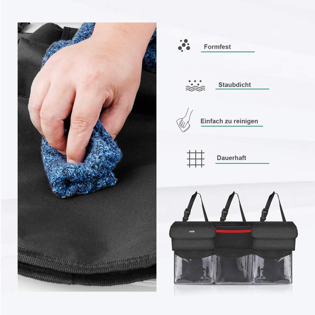 Oasser Kofferraum Organizer Auto mit wasserdichten Taschen, Schwarz