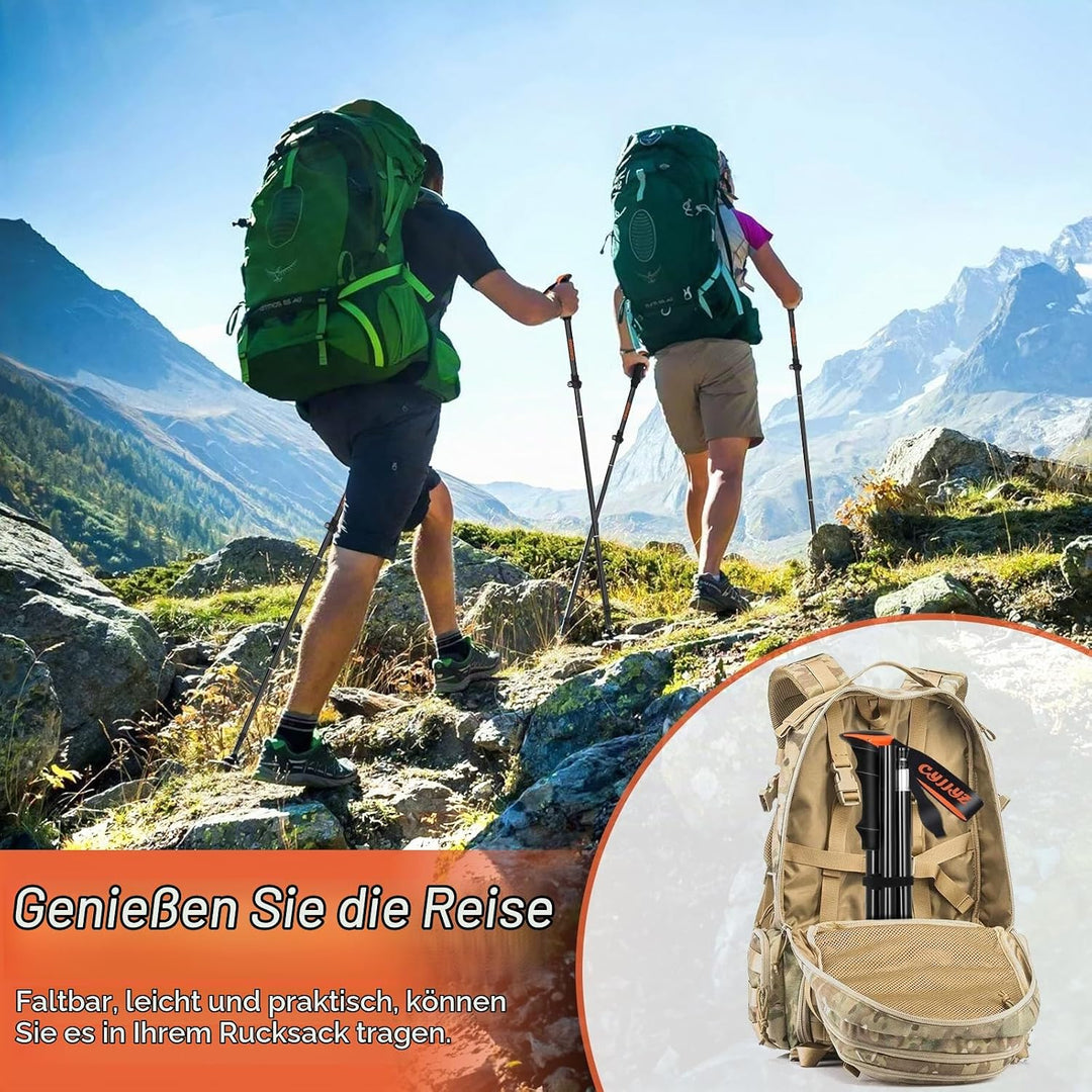 2Pcs Wanderstöcke, Nordic Walking Stöcke, Verstellbar 108-135cm, Faltbar Leichte Trekkingstöcke Dame