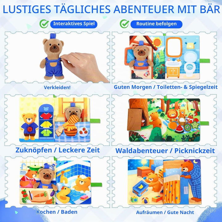 Esjay Busy Book für Kleinkinder ab 1 Jahr, Montessori Spielzeug Bär Busy Board, Activity Buch Quiet
