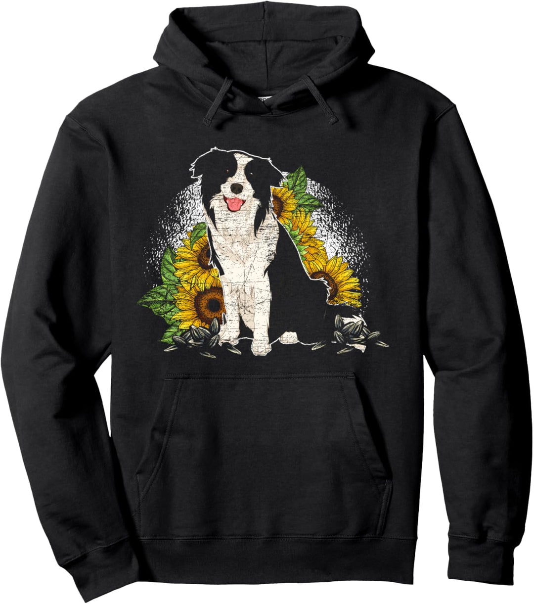 Hippie Sonnenblume Hundebesitzer Hund Süsses Border Collie Pullover Hoodie