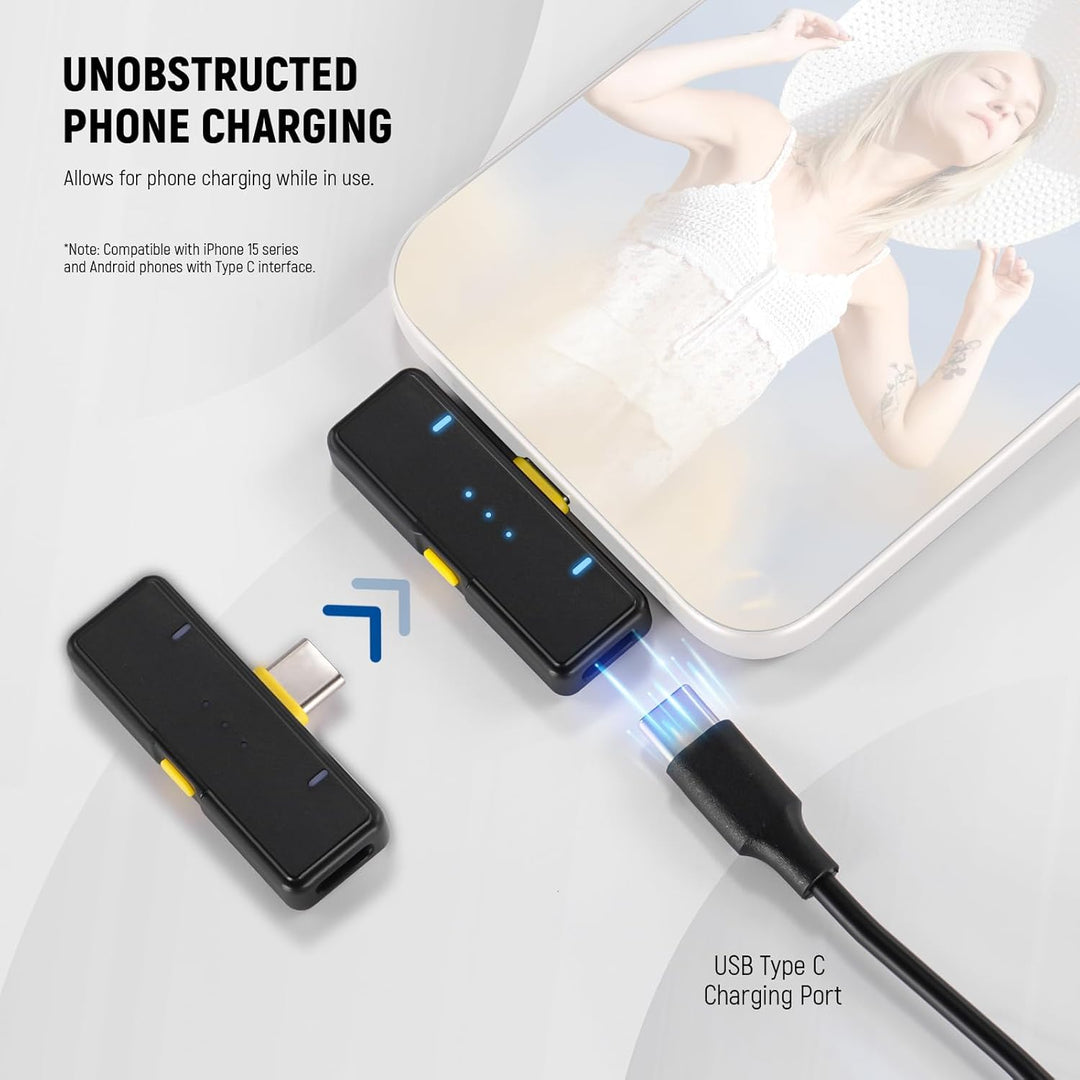 NEEWER drahtloses Mikrofon Set für Telefon mit Typ C Schnittstelle, Lavaliermikrofon für iPhone 15 S