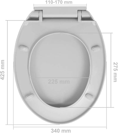 HOMIUSE Toilettendeckel 46x34 cm Toilettensitz mit Absenkautomatik Hellgrau Oval Wc Sitz mit Absenka