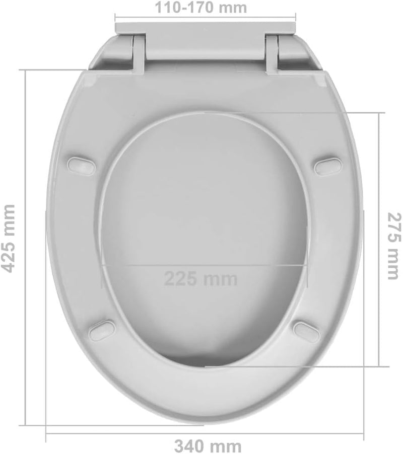 HOMIUSE Toilettendeckel 46x34 cm Toilettensitz mit Absenkautomatik Hellgrau Oval Wc Sitz mit Absenka