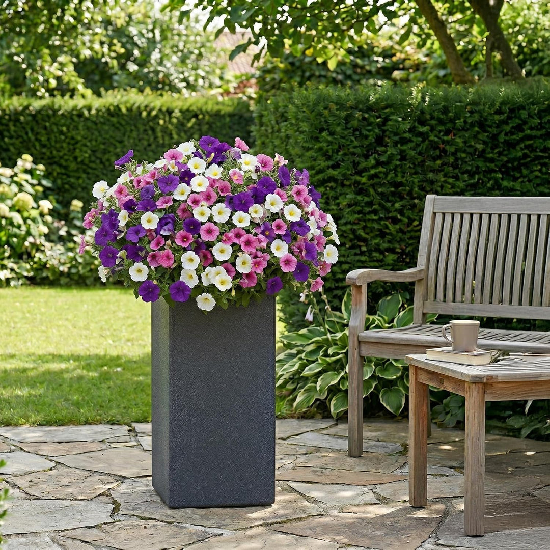 Spetebo XXL Kunststoff Pflanzkübel anthrazit 80 cm - Übertopf eckig - Blumenkübel Pflanzkasten Pflan
