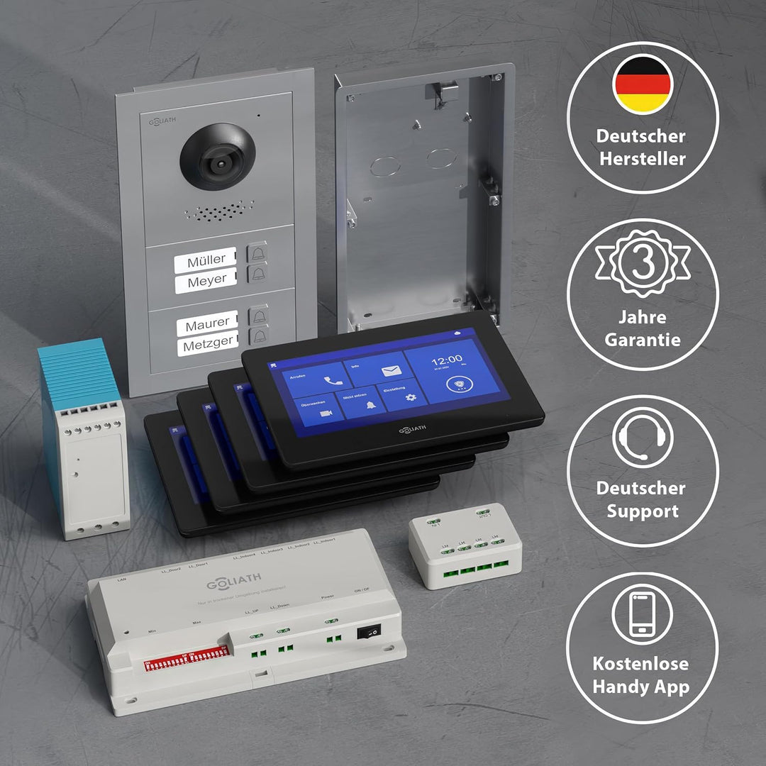 GOLIATH Basic Line Türklingel & Türsprechanlage mit Kamera für [MEHRFAMILIENHAUS] mit Smartphone App