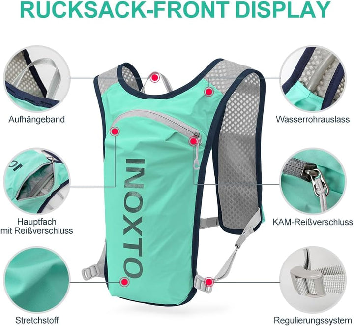 INOXTO Sport Wasserbeutel Weste Mit 1.5l Trinkblasen Running Weste Rucksack FüR Outdoor Wandern Trai