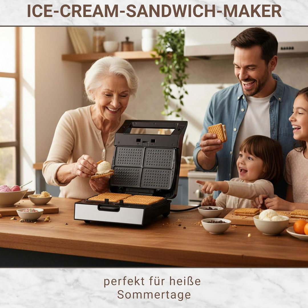Syntrox Germany Ice Cream Sandwich Maker MM-1400W mit herausnehmbaren Backplatten