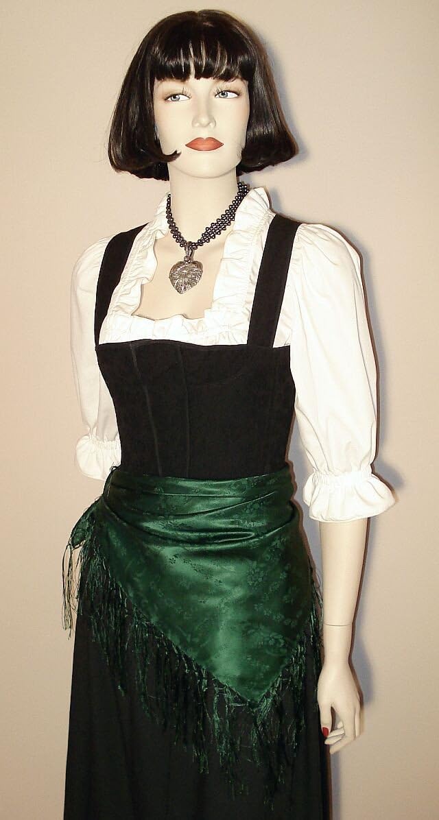 Seidentuch Dirndl-Trachtentuch Tuch grün 75 x 75cm Dirndltuch Seide Fransentuch für Tracht Trachtens