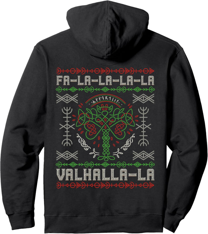 Nordischer Wikinger Yule – Yggdrasil Weihnachtsbaum (auf der Rückseite) Pullover Hoodie
