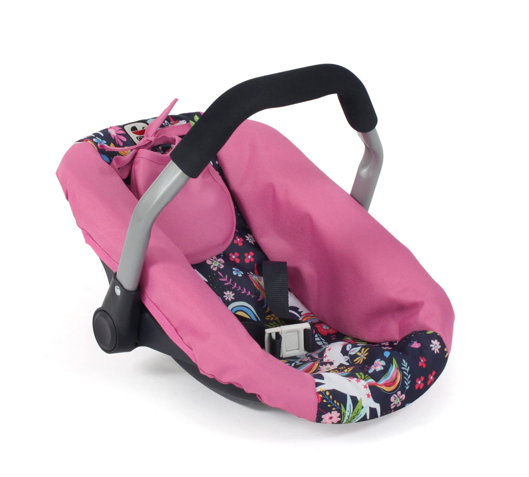 Bayer Chic 2000 - Puppen-Autositz für Baby-Puppen, Puppentrage, Puppenzubehör, Einhorn, Navy-pink, 7