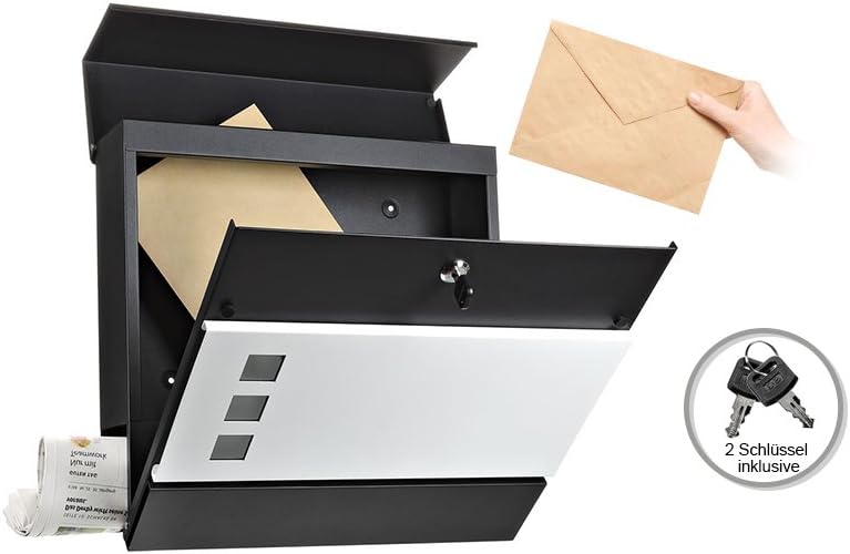 Melko Briefkasten mit Zeitungsfach Weiss Wandmontage Hausbriefkasten mit Schutzklappe und Sicherheit