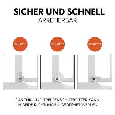 Hauck Treppenschutzgitter Türschutzgitter Clear Step 2 inkl. 21 cm Verlängerung für Breiten 96-101 c