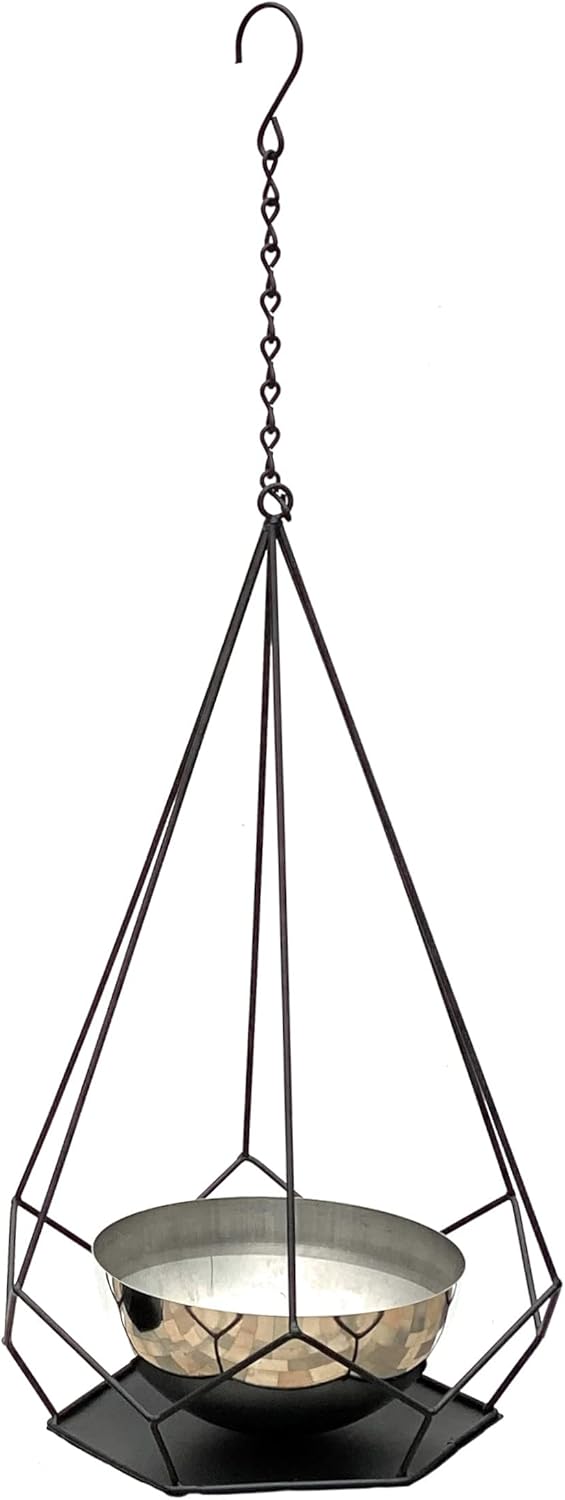 DanDiBo Blumenampel Innen Metall Wand Hängepflanzen 59 cm 96095 S mit Topf 6 Ecken Pflanzenhänger Bl