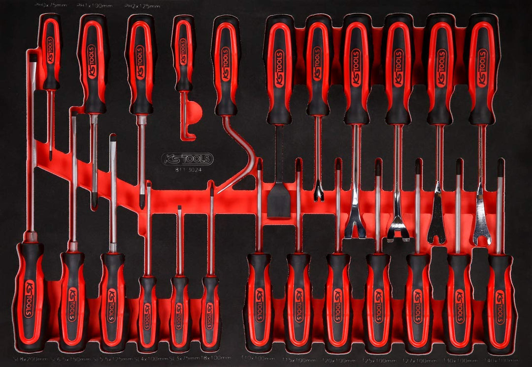 KS Tools 811.3024 Schraubendreher-Satz in Schaumstoffeinlage, 24-tlg