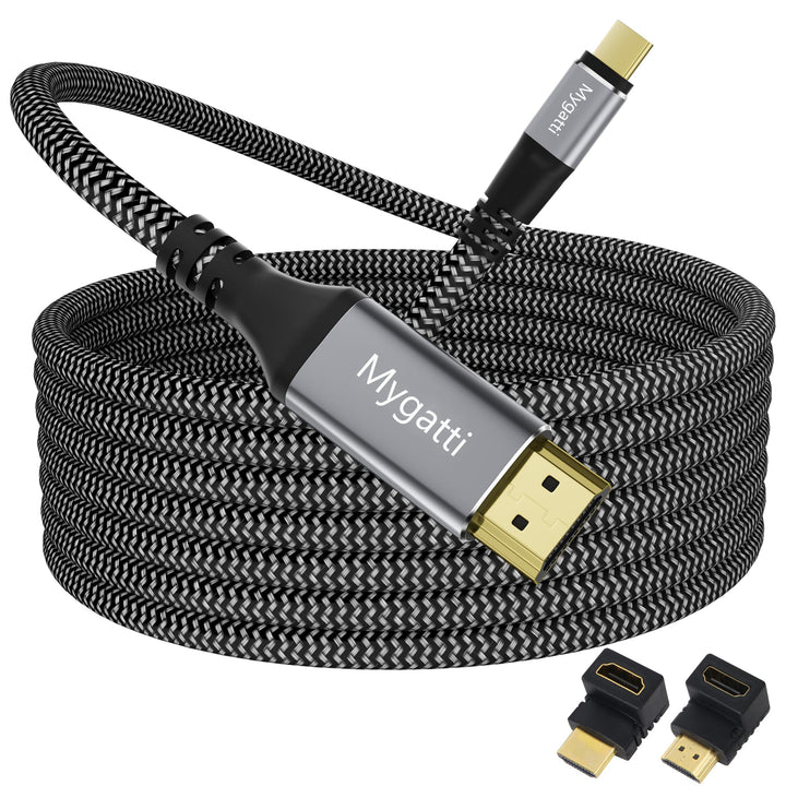 USB C auf HDMI Kabel 7.5 M,Typ-C auf HDMI 4K UHD(Thunderbolt 4/3 kompatibel),mit 90-Grad und 270-Gra