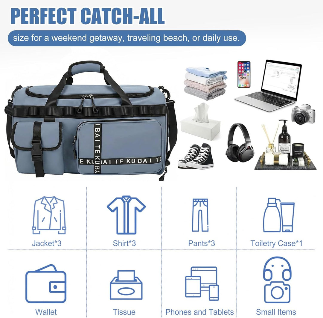 Sporttasche Reisetasche für Damen und Herren, Gross 65L Sporttaschen mit Schuhfach &amp; Nassfach, Large