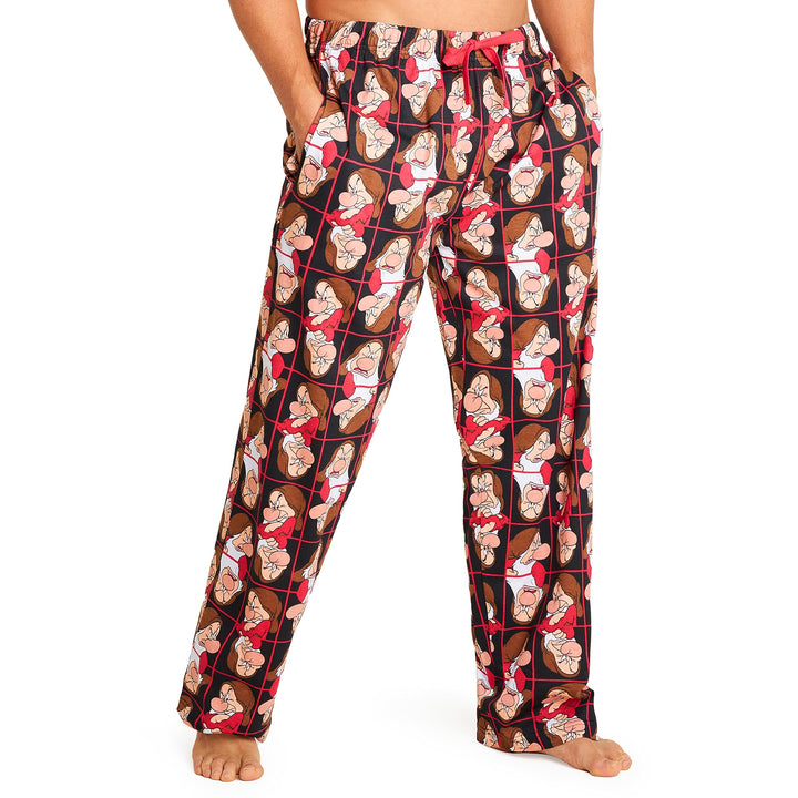 Disney Herren Lang Pyjamahose, Bequeme Loungewear PJs mit Taschen - Geschenke für Ihn XL Rot Grumpy,