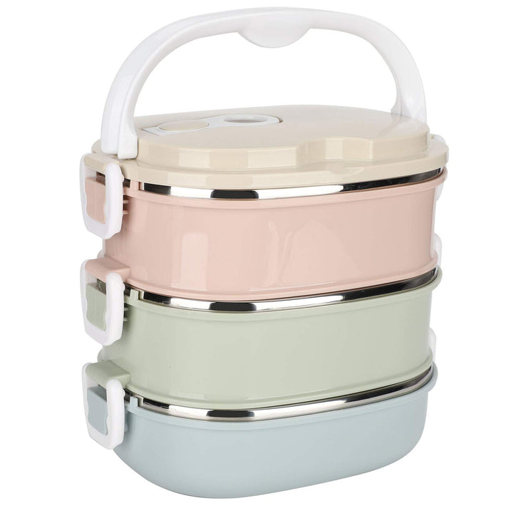 Brotdose aus Edelstahl, Luftdichte Bento-Box, Tragbare Thermo-Lunchbox mit Griff für Büro, Arbeitses