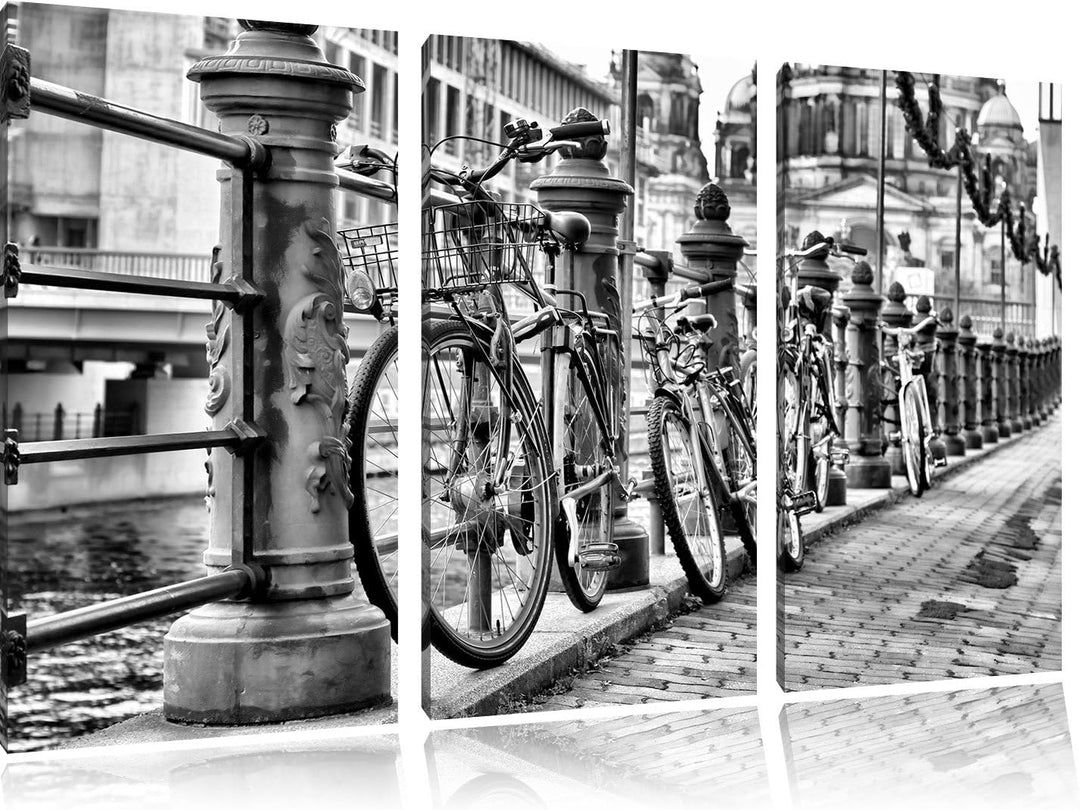 Pixxprint Fahrrad Bahnhof, BMX Bahnschiene 3Teiler 120x80 cm Leinwandbild Wandbild Kunstdruck