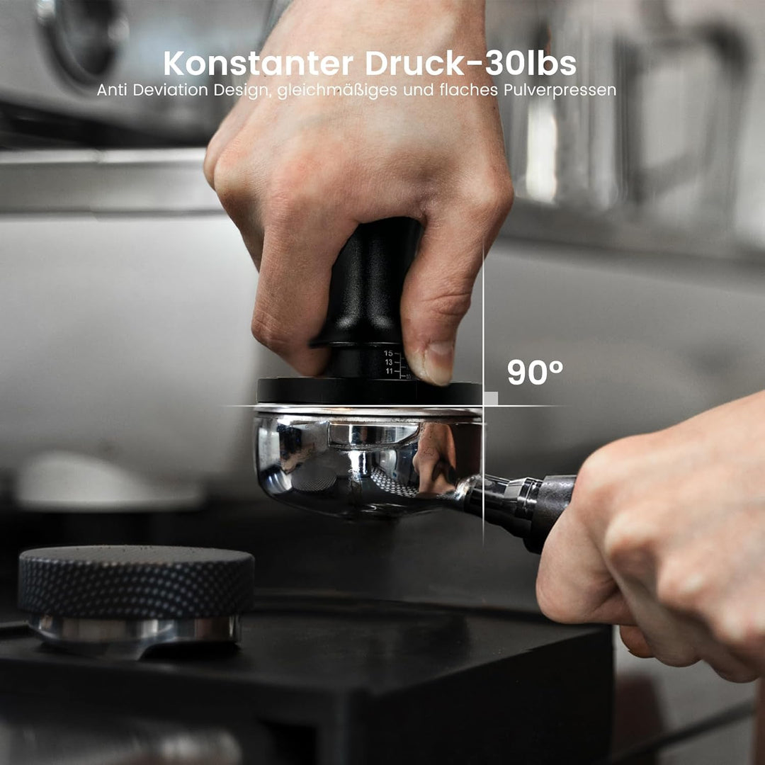 Tamper 54mm, 30lbs Druckregulierend Kaffee Tamper mit Feder, Anpressdruck Espresso Tamper mit Edelst
