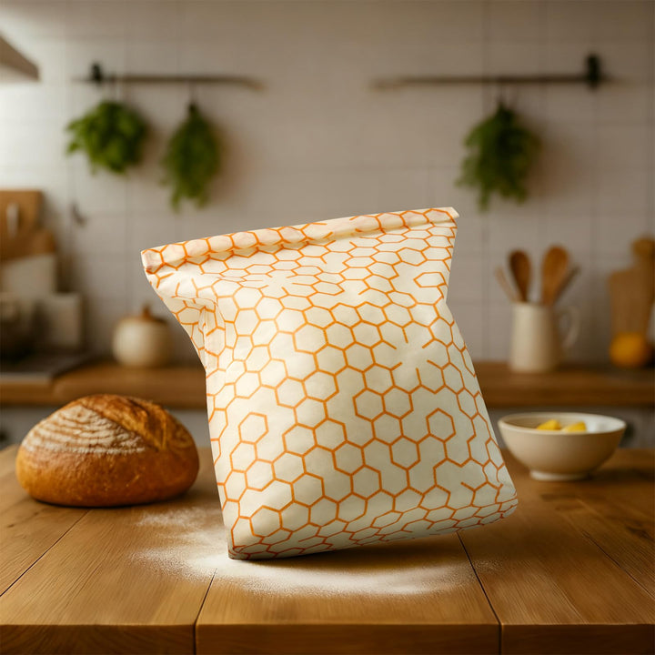 Brotbeutel – Bienenwachstücher Gross 26 x 32 cm für Obst, Gemüse, Brot, Nüsse – antibakteriell & lan