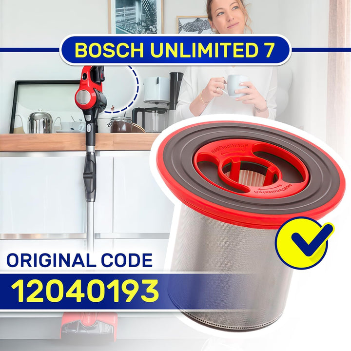 HEPA Filter für Akku Staubsauger mit dem Originalcode 12040193 für Bosch Unlimited 7 - MADE IN GERMA