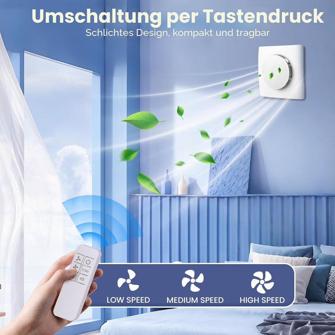 Badlüfter mit Fernbedienung 100 mm, leistungsstarke Abluftventilator mit 2 Richtungen Ventilaton und