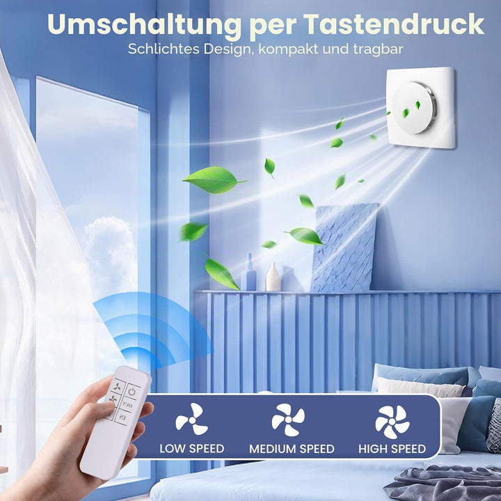 Badlüfter mit Fernbedienung 100 mm, leistungsstarke Abluftventilator mit 2 Richtungen Ventilaton und