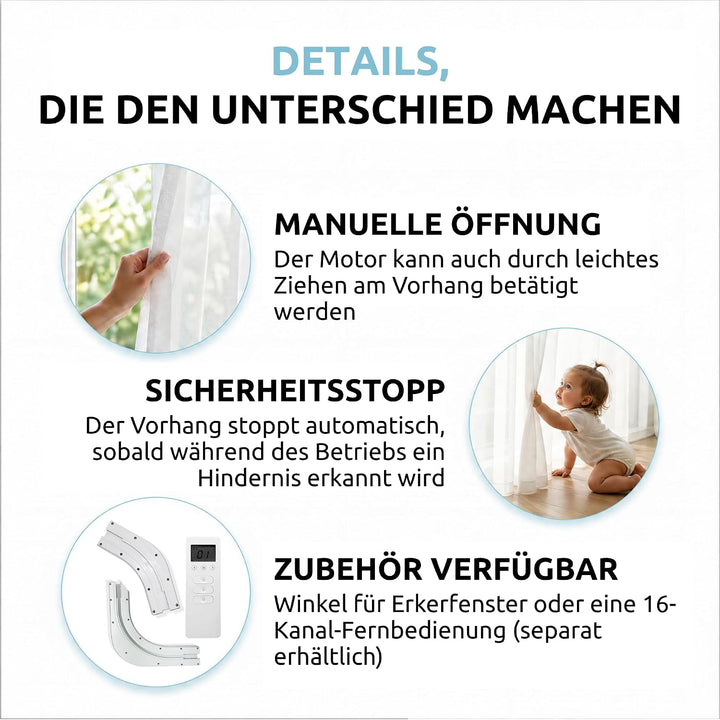 ABALON Elektrische Gardinenschiene, WLAN-Motor, kompatibel mit Alexa, Google Home und der Tuya Smart