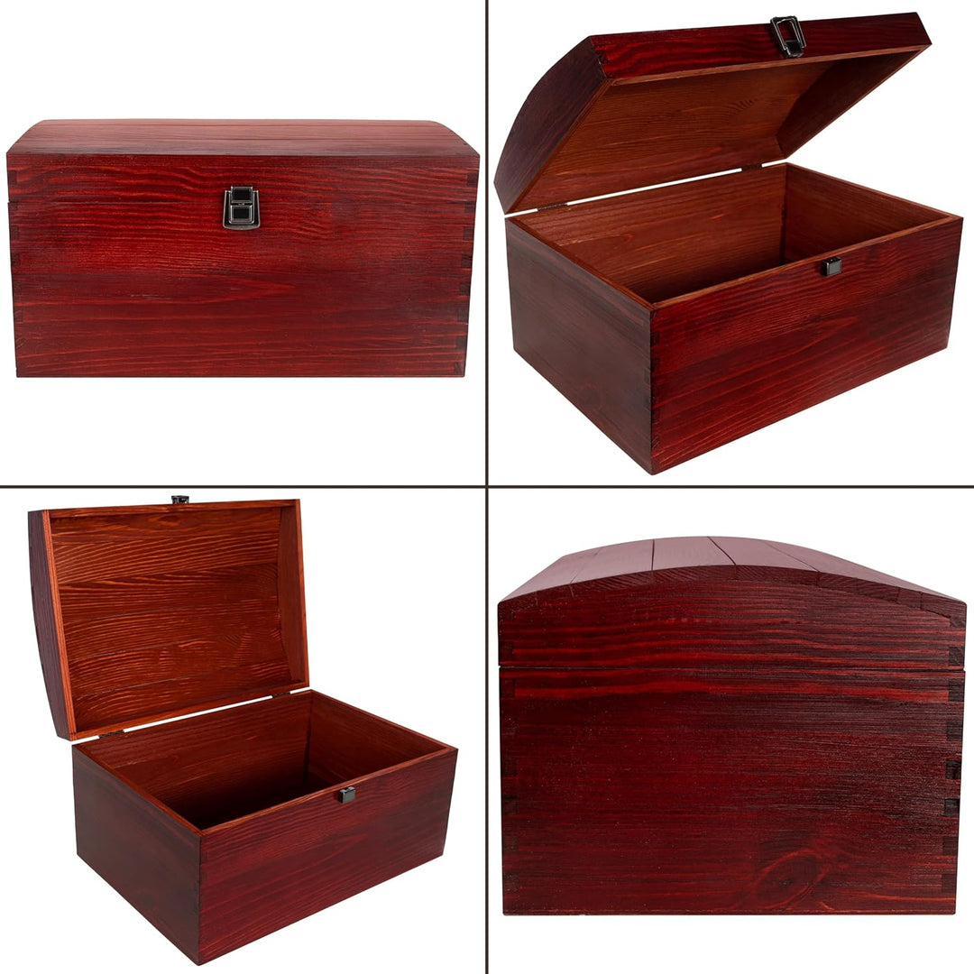 Creative Deco XXL Grosse Rot Holztruhe Holzkiste mit Deckel und Schloss | 34,5 x 25 x 19,2 cm | Scha